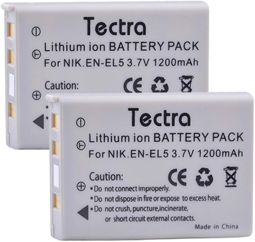 Tectra Batería EN-EL5 ENEL5 para Nikon Coolpix P3, P4, P90, P80, P100, P500, P510, P520, P530, P5000, P6000, S10, 3700, 4200, 5200, 5900, 7 900