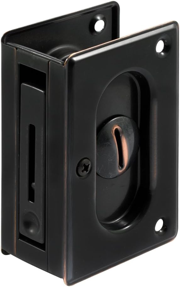 Prime-Line N 7368 Cerradura de privacidad para puerta de bolsillo con tirador, reemplaza las cerraduras de bolsillo viejas o dañadas rápida y