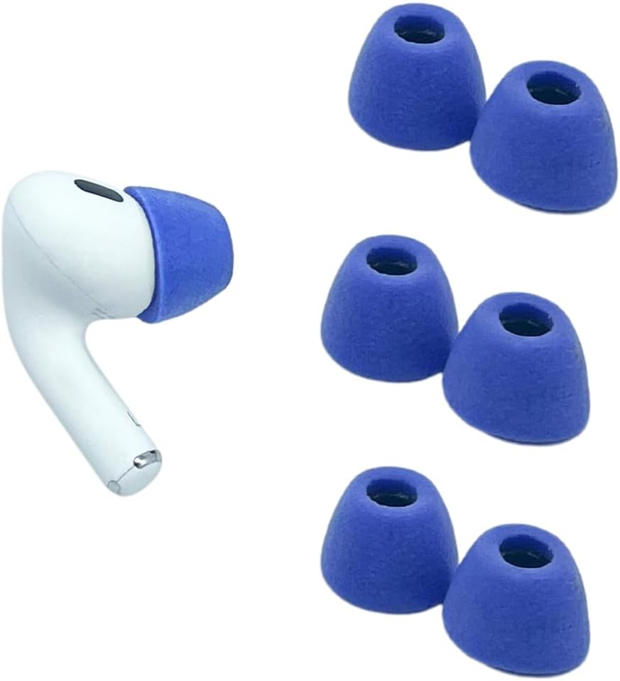 Comply Almohadillas de espuma para Apple AirPods Pro Generation 1 y 2, medianas, azul eléctrico, 3 pares, máxima comodidad, ajuste inquebrantable,