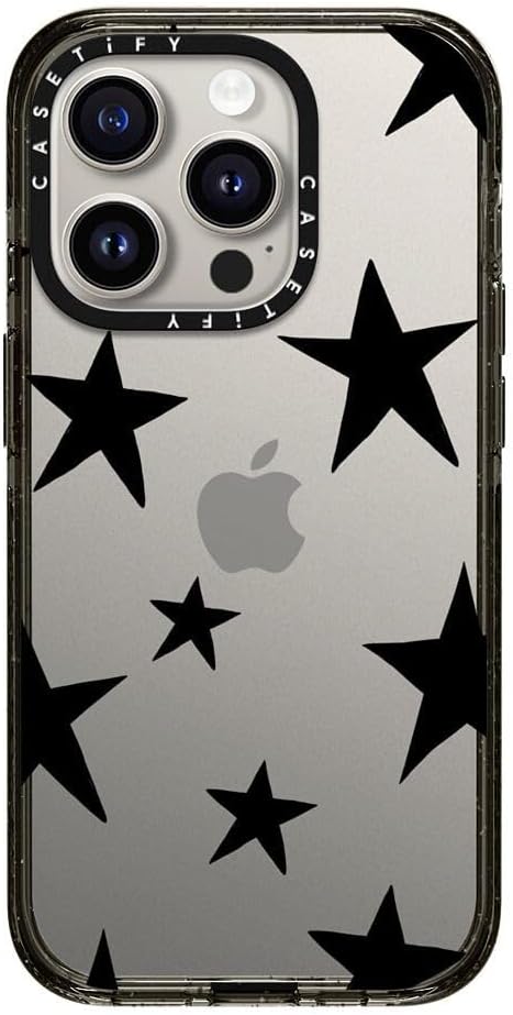 CASETiFY Impact Funda para iPhone 15 Pro 4 veces probada contra caídas de grado militar, protección contra caídas de 8.2 pies – Negro estrellas –