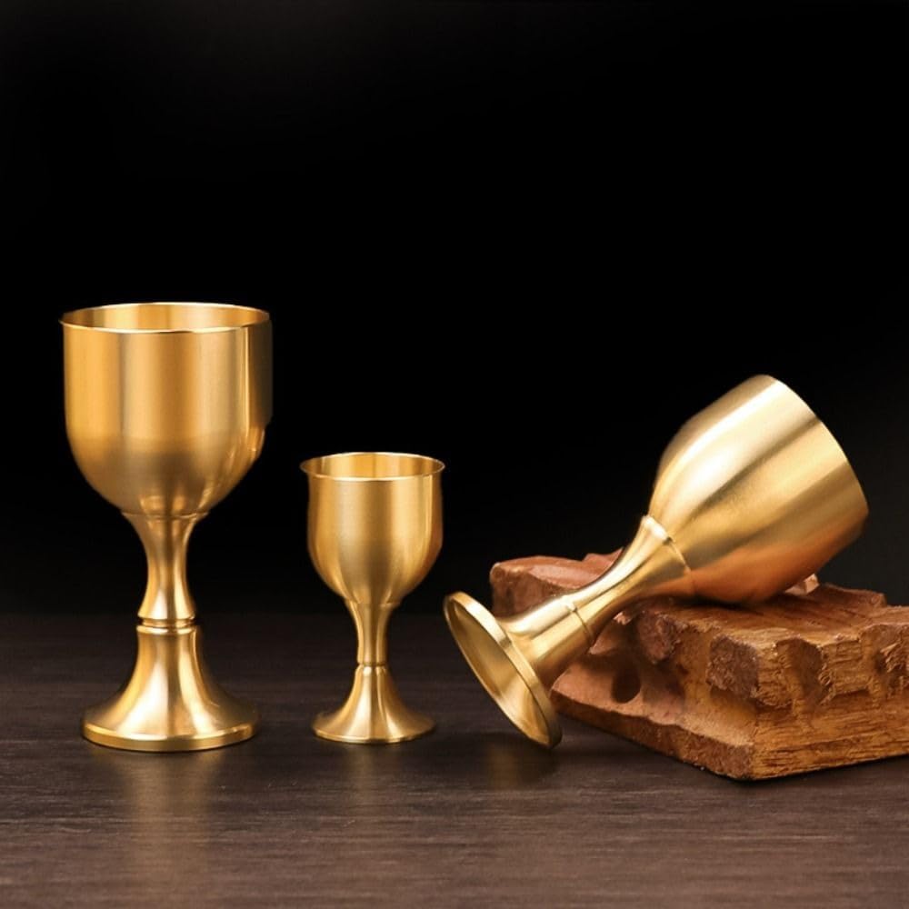 Copa de cáliz de latón, copa de vino, vasos de latón, vaso de licor de metal para copa de iglesia, ritual de cáliz, fiesta, accesorios para el hogar