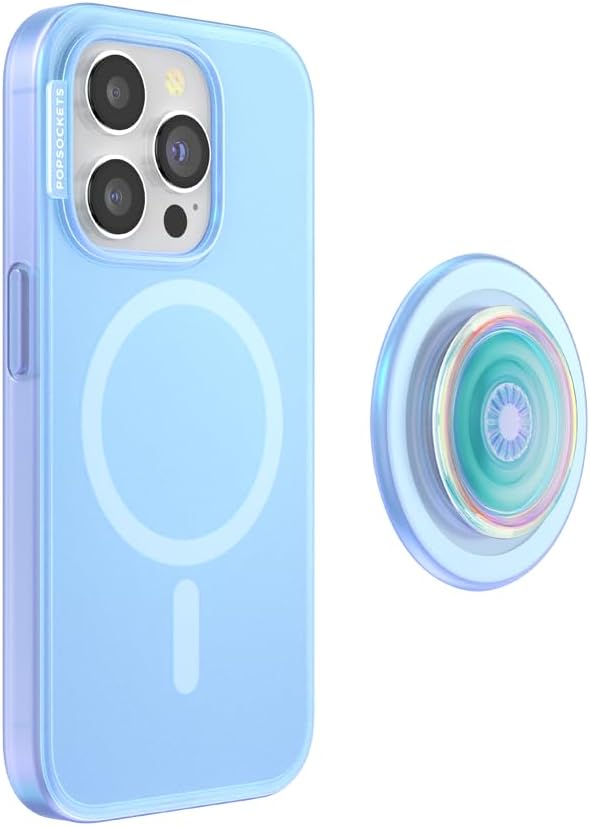 PopSockets Funda para iPhone 15 Pro con agarre redondo para teléfono compatible con MagSafe, funda para iPhone 15 Pro, compatible con carga