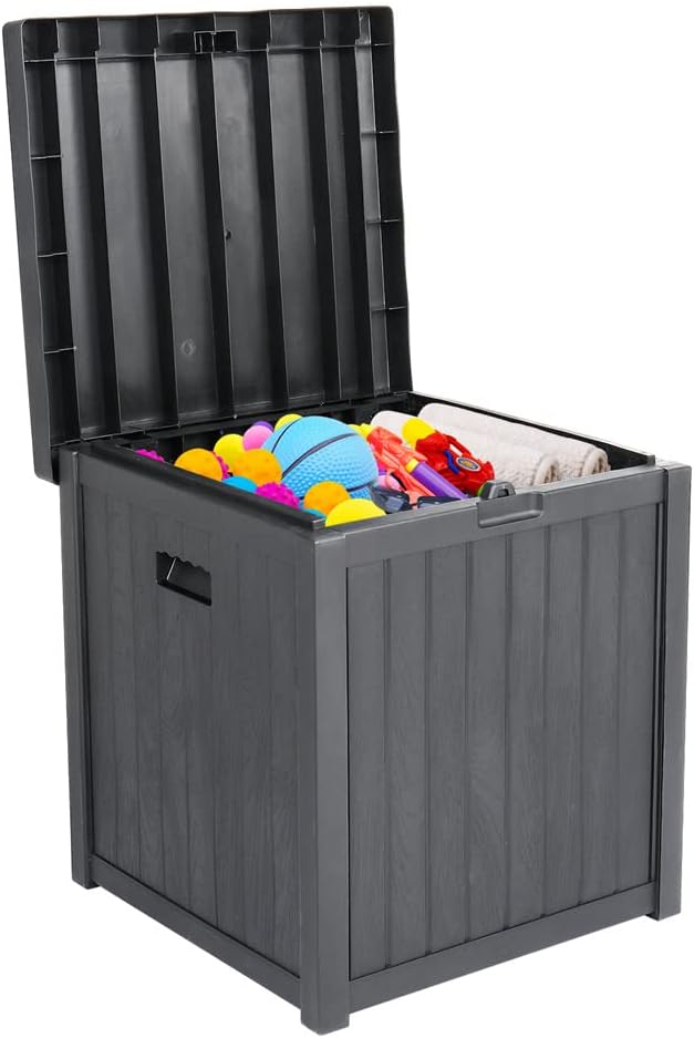 Caja de almacenamiento versátil para exteriores, contenedor de cubierta con cerradura con baúl impermeable, banco de almacenamiento de juguetes, 51