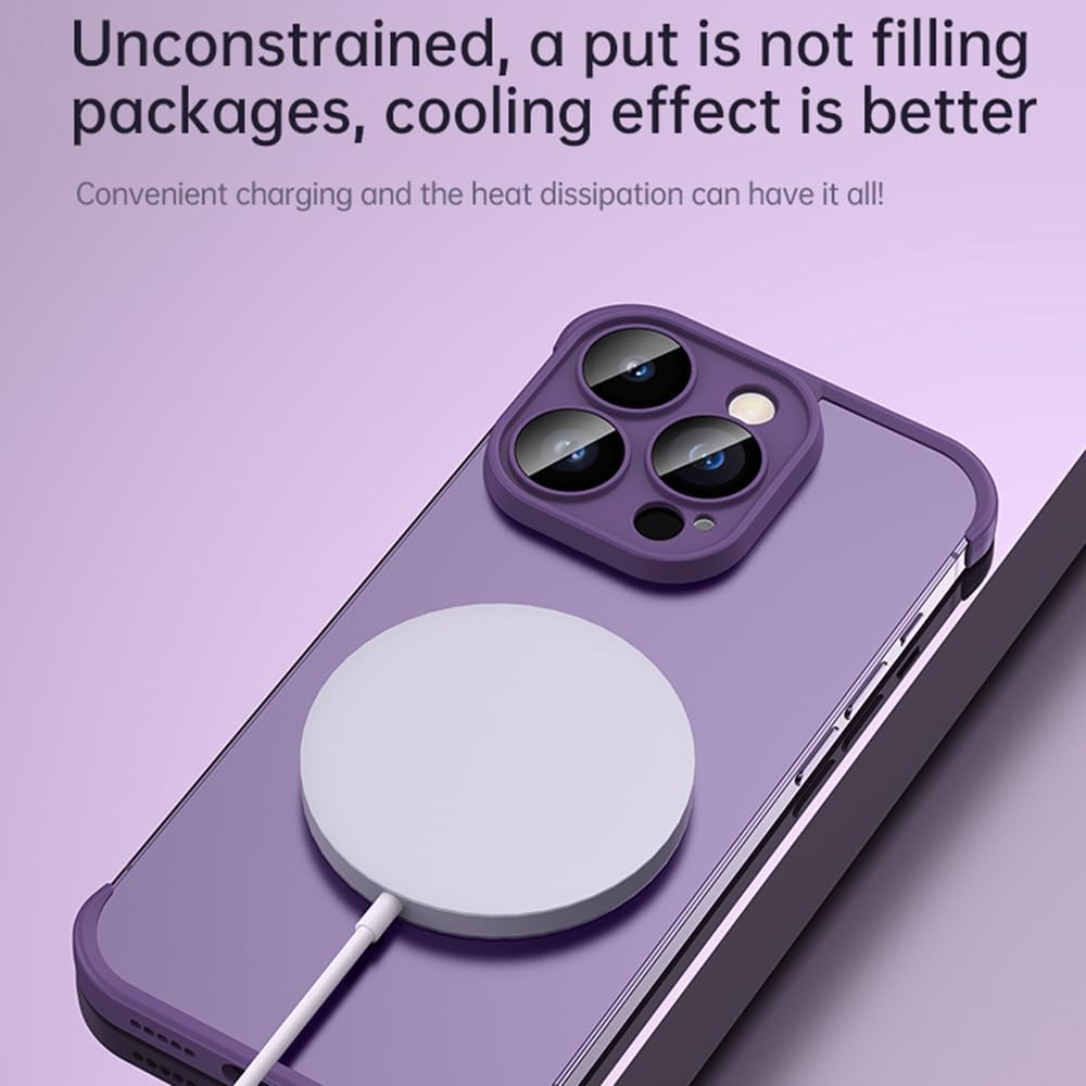 teroxa Compatible con iPhone 15 Pro Funda protectora de lente de cámara, diseño de refrigeración sin cubierta trasera compatible con cargador