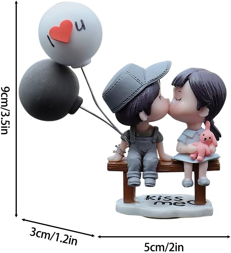 Adorno de pareja de automóvil, lindo beso para decoración de tablero de instrumentos, mini globo de automóvil, figura de muñeca para automóvil,