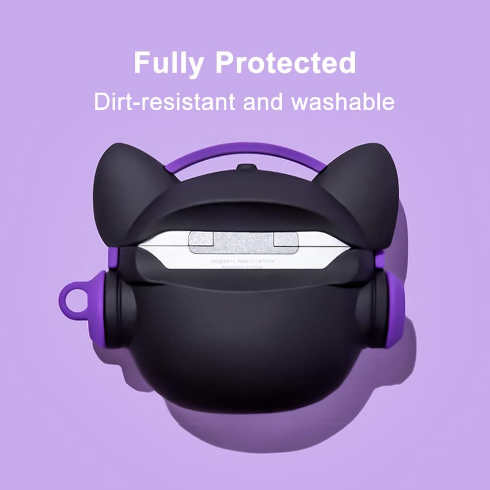 Bonita funda compatible con AirPods Pro con mosquetón y gancho para llavero, divertida y única de silicona suave 3D a prueba de golpes, para Airpod