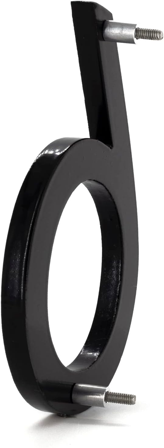Número de casa moderno de 8 pulgadas, fácil de instalar, número de dirección flotante Montague Metal Products (6, negro)