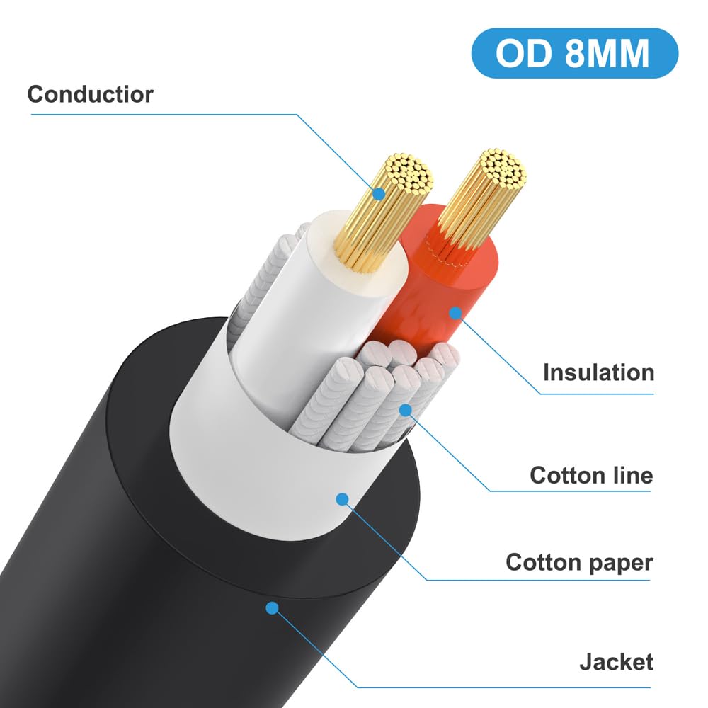 Cable de altavoz Speakon de 1.6 ft, calibre 22 (AWG), Speakon hembra a 14 de pulgada 0.250 in hembra TS mono enchufe adaptador convertidor cable de