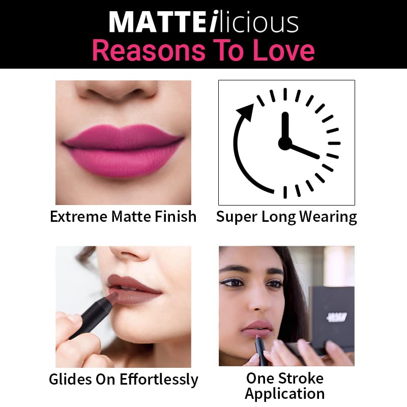 Cosmetics Matte-ilicious Lip Crayon  Aplicación de un solo golpe se desliza sin esfuerzo  Fórmula libre de crueldad animal y de alto pigmento  Sin