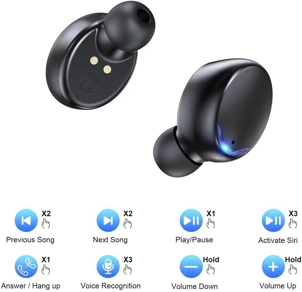 Auriculares inalámbricos con funda de carga grande y función de carga de teléfono, IPX5 impermeable, sonido estéreo de alta fidelidad, control