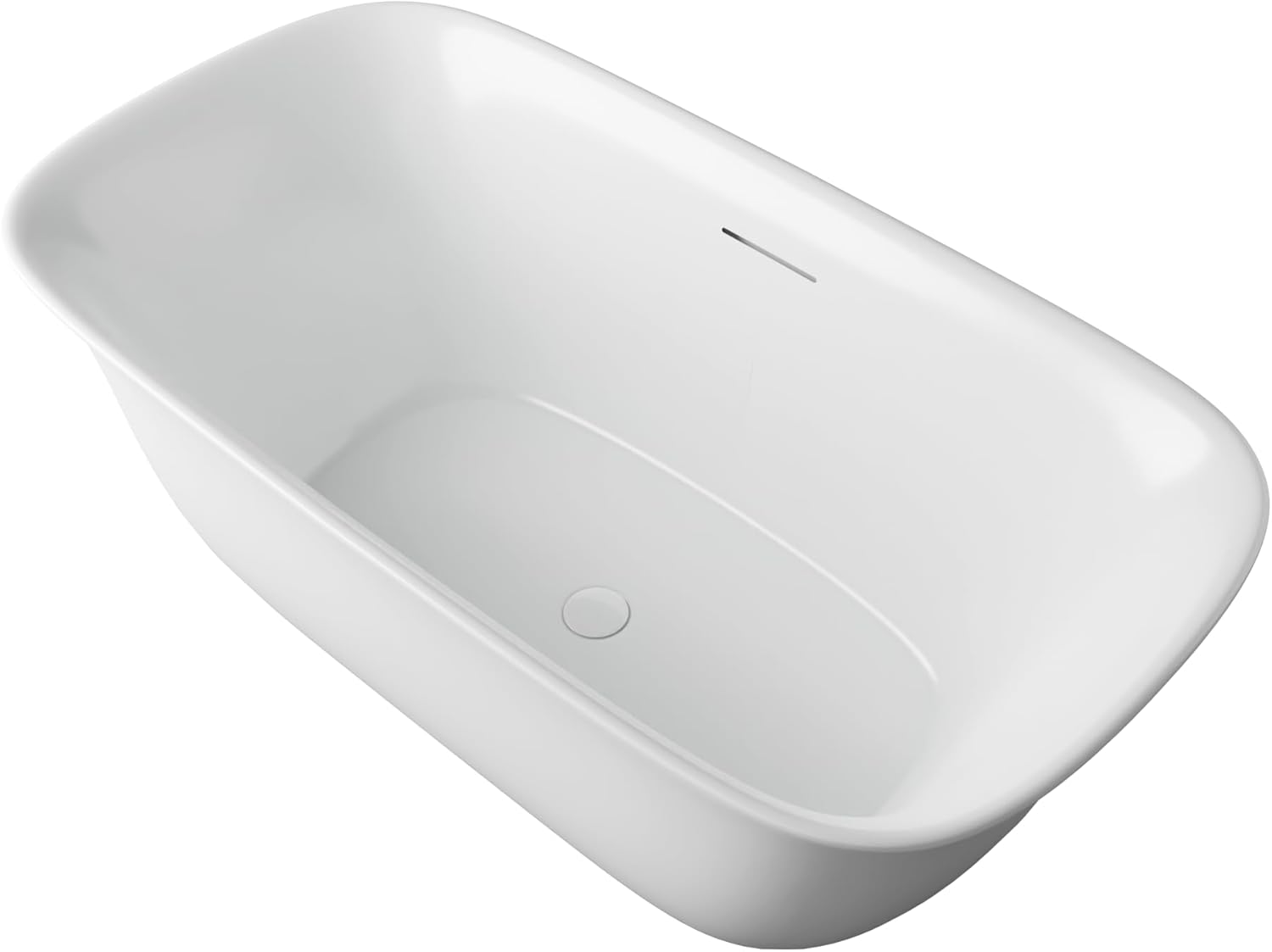 Yinzanw Bañera acrílica de 59 pulgadas, cubierta de grifo de bañera independiente, certificado cUPC, drenaje extraíble integrado con acabado blanco