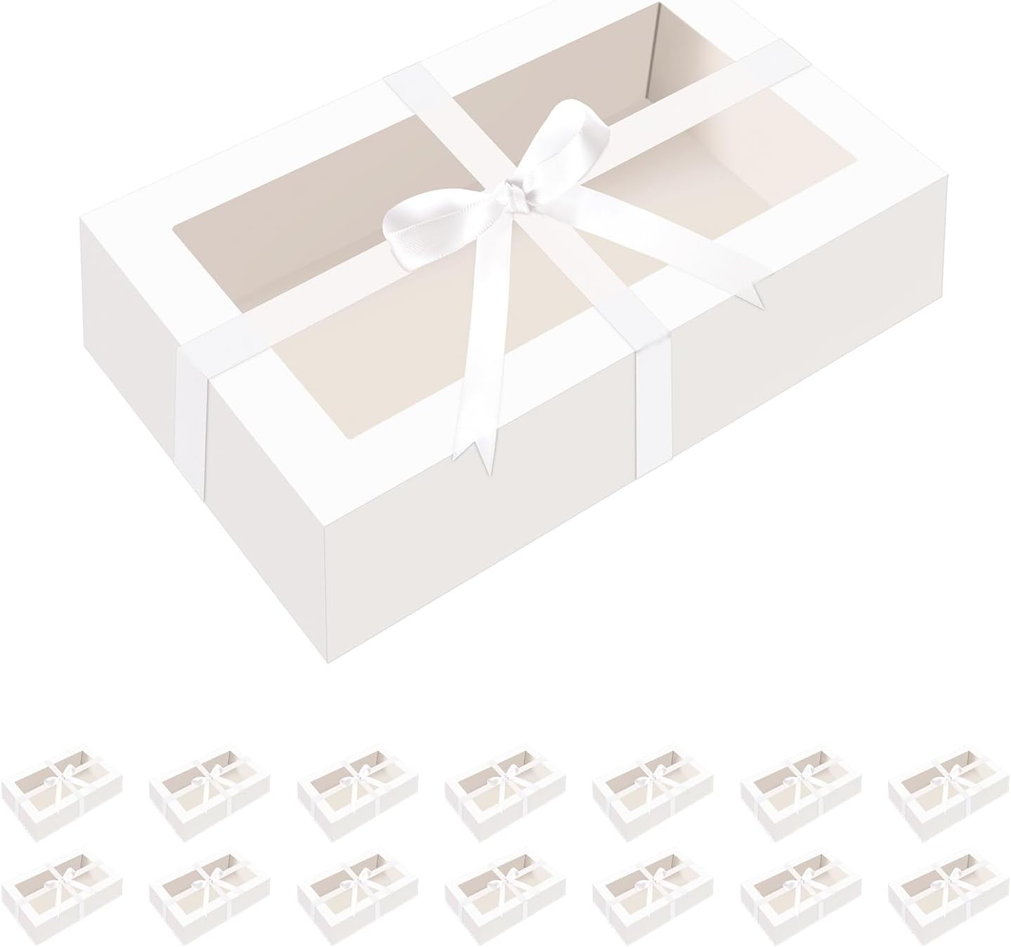 Paquete de 15 cajas de macarrones para 12, 7.2 x 4 x 1.9 pulgadas, cajas de embalaje de macarrones, cajas de macarrón blanco con ventana