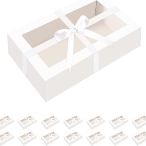 Paquete de 15 cajas de macarrones para 12, 7.2 x 4 x 1.9 pulgadas, cajas de embalaje de macarrones, cajas de macarrón blanco con ventana Paquete de 15 cajas de macarrones para 12, 7.2 x 4 x 1.9 pulgadas, cajas de embalaje de macarrones, cajas de macarrón blanco con ventana