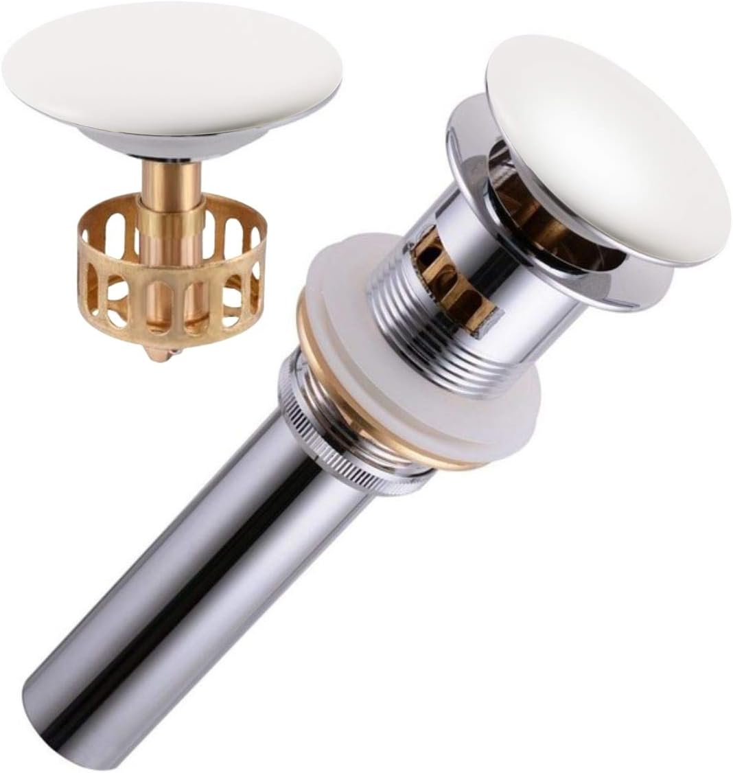 KINGSMAN Rectrangle – Lavabo de baño de cerámica vítrea para empotrar, color blanco puro (22 pulgadas con drenaje emergente)