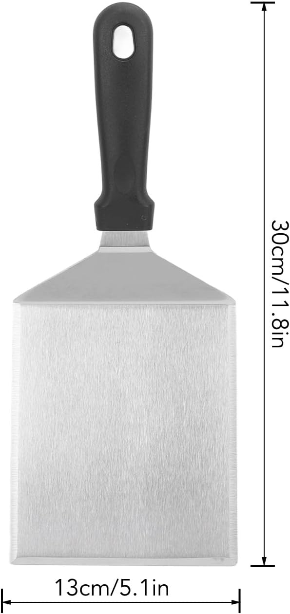 Espátula de pizza de acero inoxidable, espátula de cocina para pasteles, pizza, panqueques, salteado, cocina (espátula cuadrada, mango de plástico)