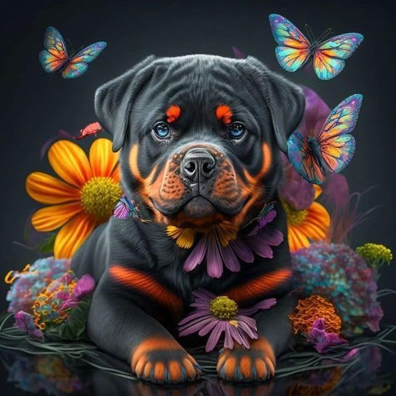 Sunature – Kit de pintura de diamante redondo cuadrado completo 5D para perro, mariposa, diamante, arte de pintura de 19.7 x 19.7 in (19.7 x 19.7