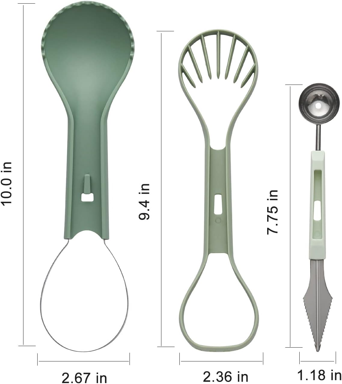 Melon Baller Scoop Set, profesional 6 en 1 cortador de sandía de acero inoxidable cortador de sandía herramientas de tallado de frutas, cortadores