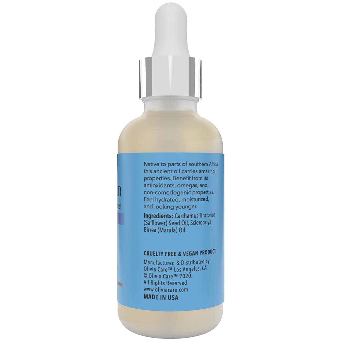 Olivia Care Marula Everyday Flawless Aceite facial esencial 100% natural. Nutritivo, regordete, revive, hidratante, calmante y calmante. Estabiliza