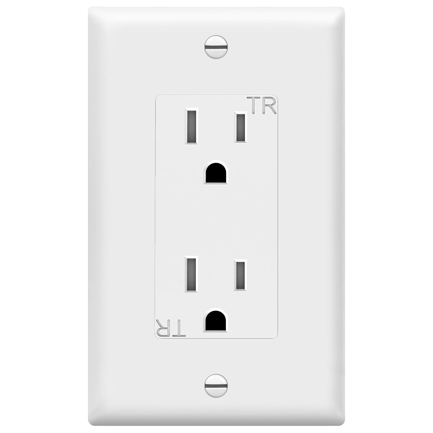 ENERLITES – Toma de corriente decorativa con placa para pared 61501-TR-WWP, resistente a manipulaciones, grado residencial, 3 cables, autoconexión a