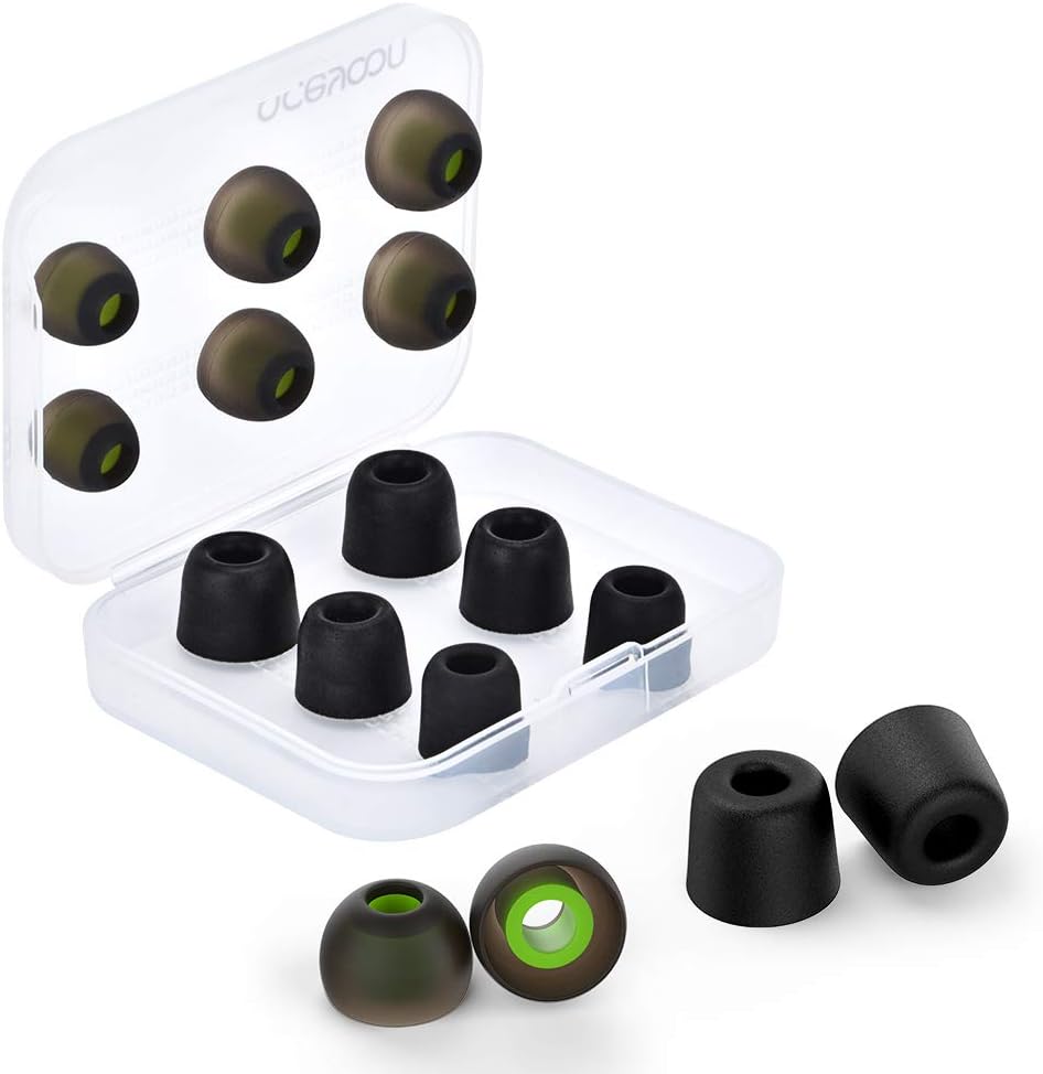 6 pares Puntas de auriculares S M L para auriculares intraurales, 12 piezas de silicona antideslizante y puntas de espuma viscoelástica para los