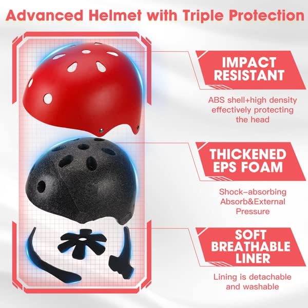 Casco de bicicleta para niños, casco deportivo para niños, conjunto de equipo de protección para niños y niñas, casco de ciclismo con rodilleras,
