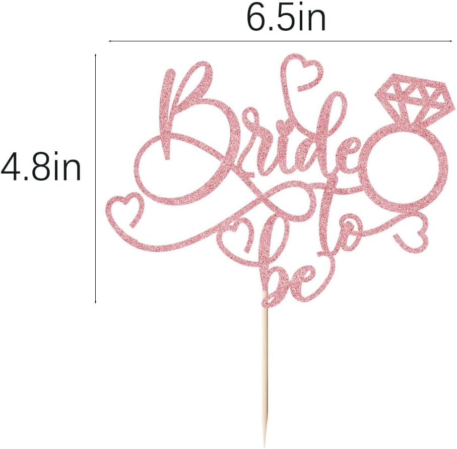 Bride to Be – Decoración para tartas con purpurina, decoración de fiesta de compromiso (oro rosa 1)