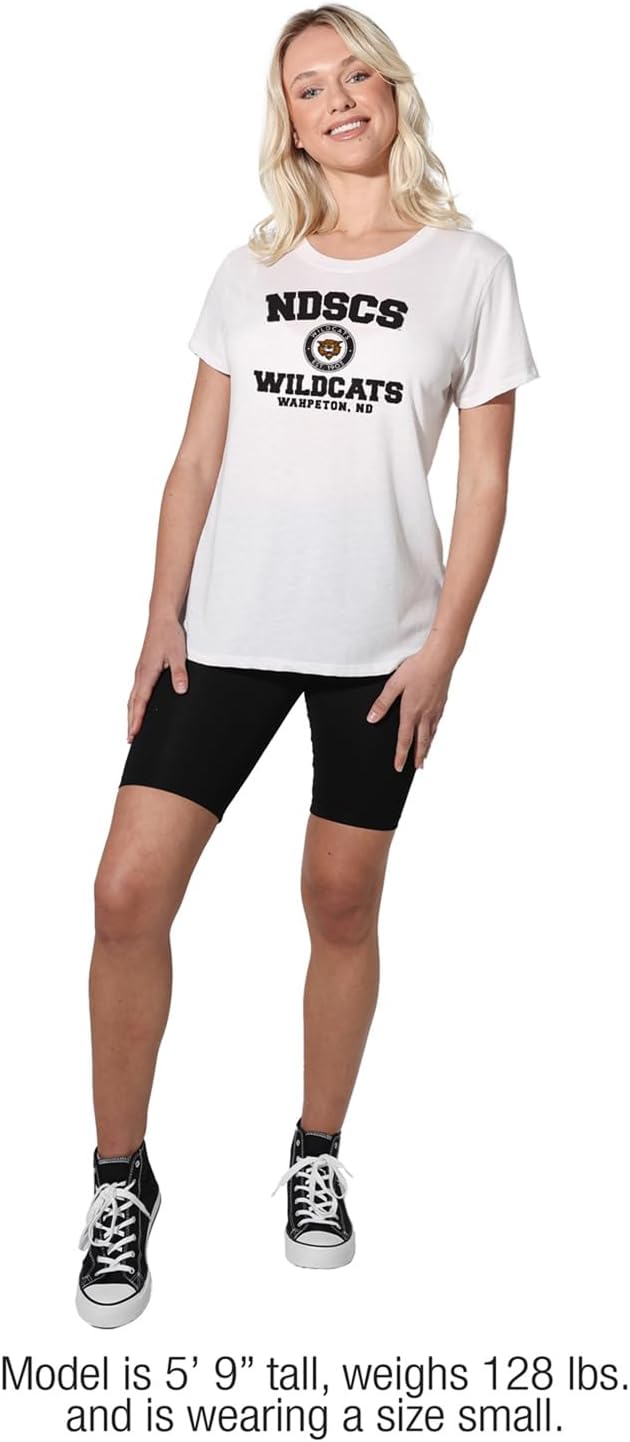 Colección oficial de camisetas sueltas con logotipo de círculo envejecido universitario para mujer, color blanco