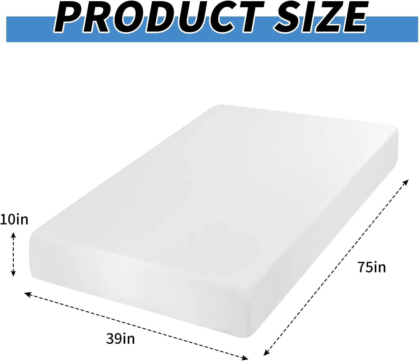 CL.HPAHKL Colchón de espuma viscoelástica de gel de 10 pulgadas, colchón tamaño individual con funda suave extraíble, colchones de firmeza media,