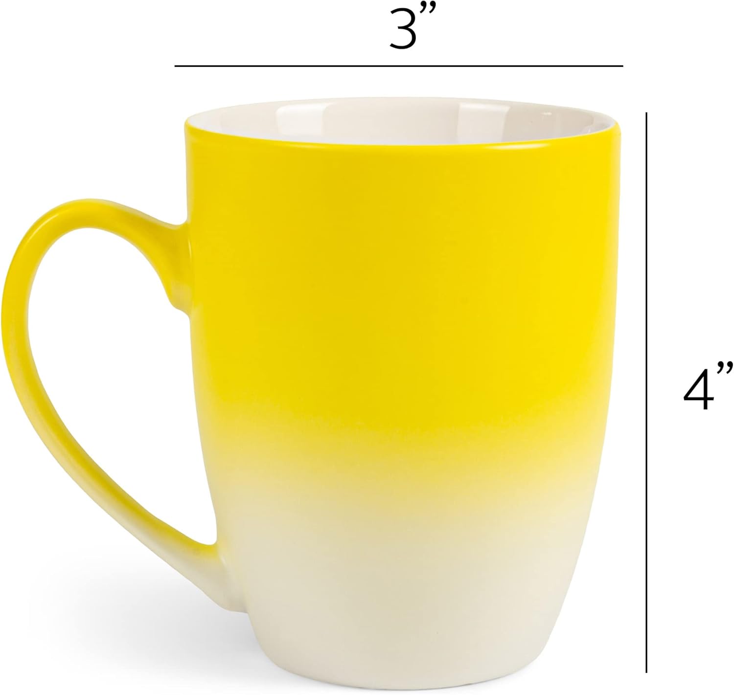 Elanze Designs Love You Moon And Back – Taza de café de cerámica de cerámica de 12 onzas, color amarillo mate y blanco, dos tonos degradados