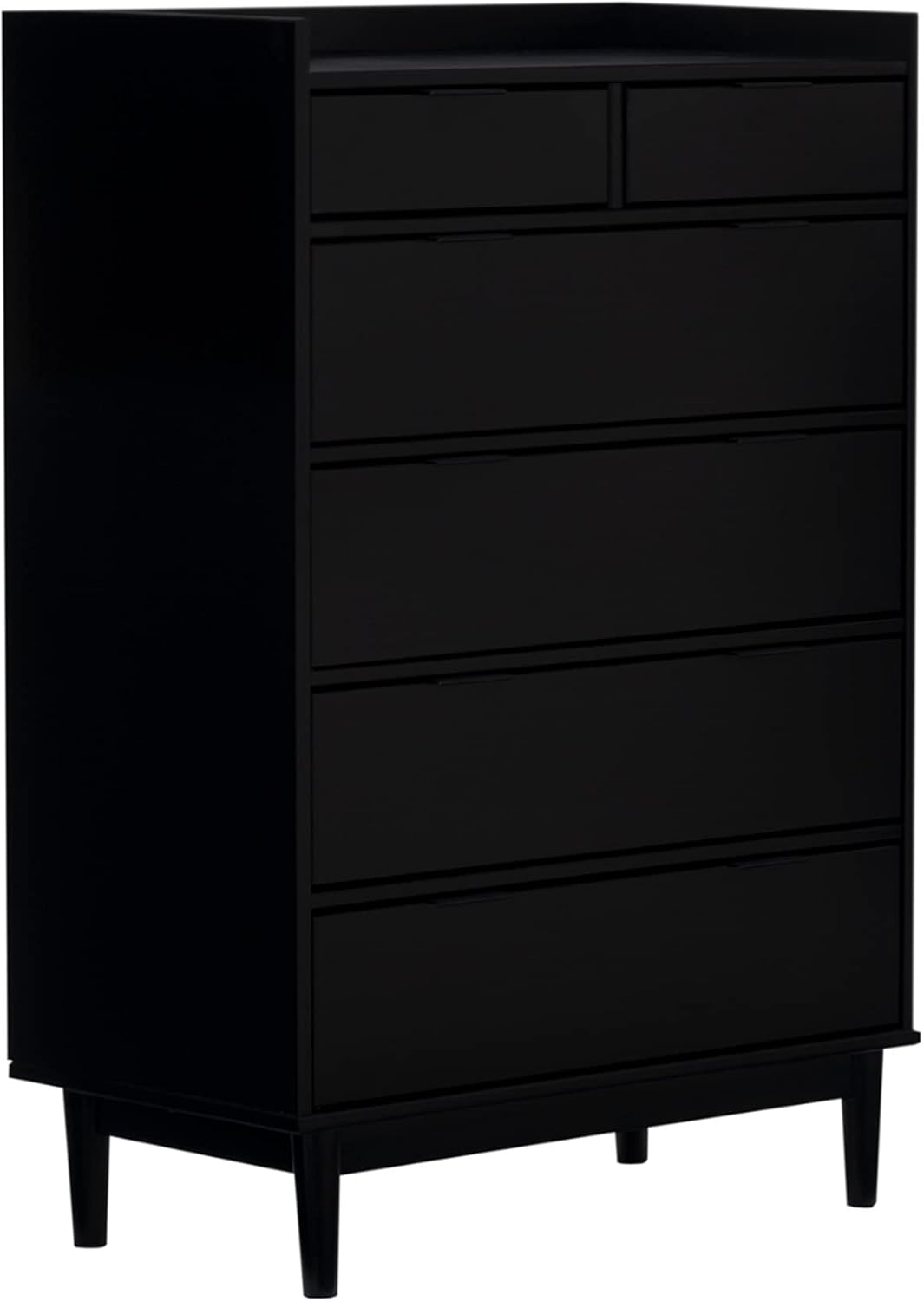 Walker Edison Blythe Mid-Century – Cómoda moderna de madera maciza con 6 cajones, 30 pulgadas, color negro