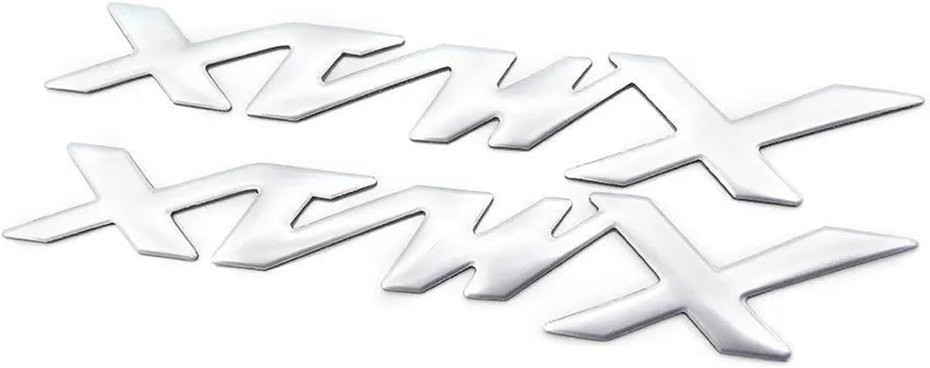 2PCS 3D Motorcycle Emblem Logo Badge Chrome Sticker Decals Stickers for YMAHA Xmax 125 250 300 400 X Max 300 Accessories (Color  Silver)