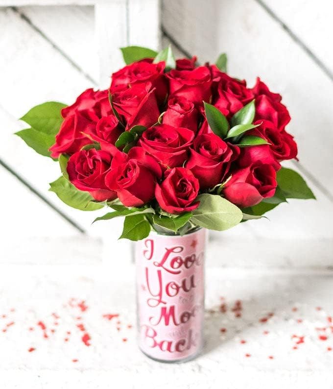 From You Flowers – Dos docenas de rosas rojas de tallo largo con jarrón de vidrio (flores frescas), cumpleaños, aniversario, recuperarse,