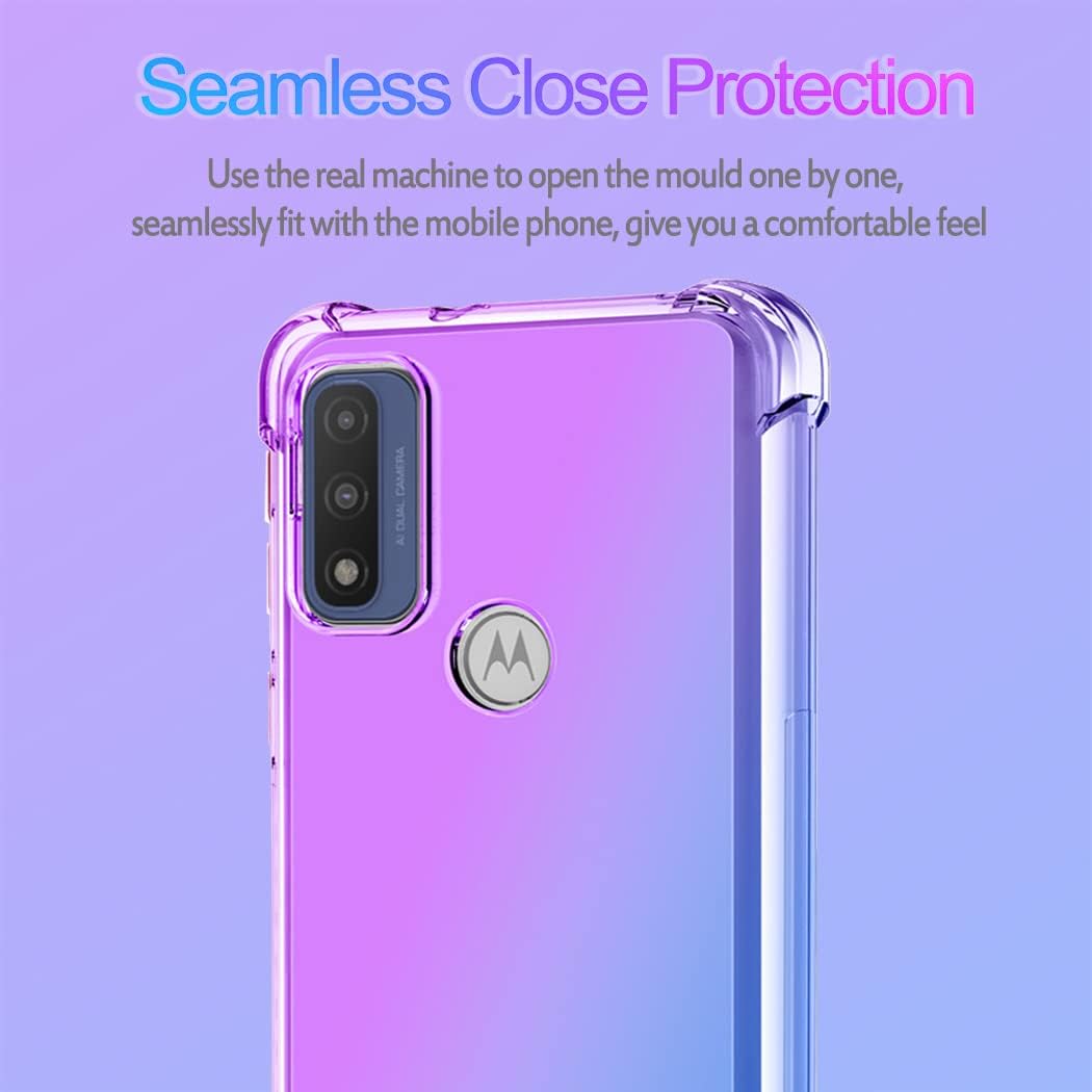 Ueokeird Funda para Moto G Pure 2021Moto G Power 2022 con protector de pantalla de vidrio templado, bonita funda transparente de poliuretano