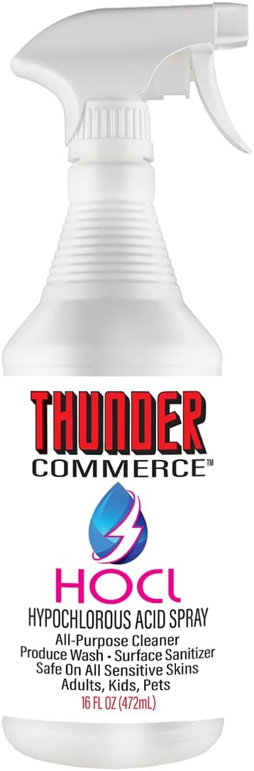 Thunder Commerce Spray de ácido hipocloroso  Limpiador multiusos, desinfectante de superficies, lavado de productos  Natural, biodegradable, sin