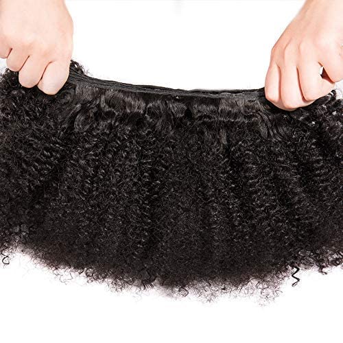 Feibin Extensiones de cabello humano rizado afro mongol de 16, 18, 20 pulgadas, 4B 4C, afro, tejido afro, extensiones de cabello humano rizado a