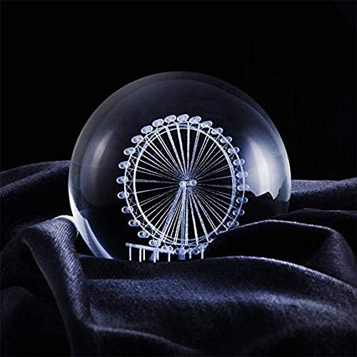 HDCRYSTALGIFTS Bola de cristal de 2.4 pulgadas (2.362 in) con soporte de floración chapado en plateado, bola de vidrio Fengshui para decoración del