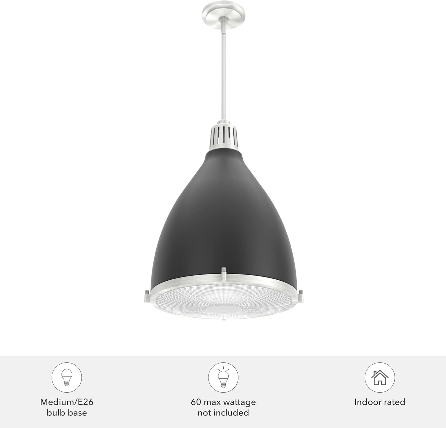 Hunter – Bluff View – Lámpara colgante de 3 luces, color negro mate, tamaño mediano, regulable, estilo casual, con forma de campana, para