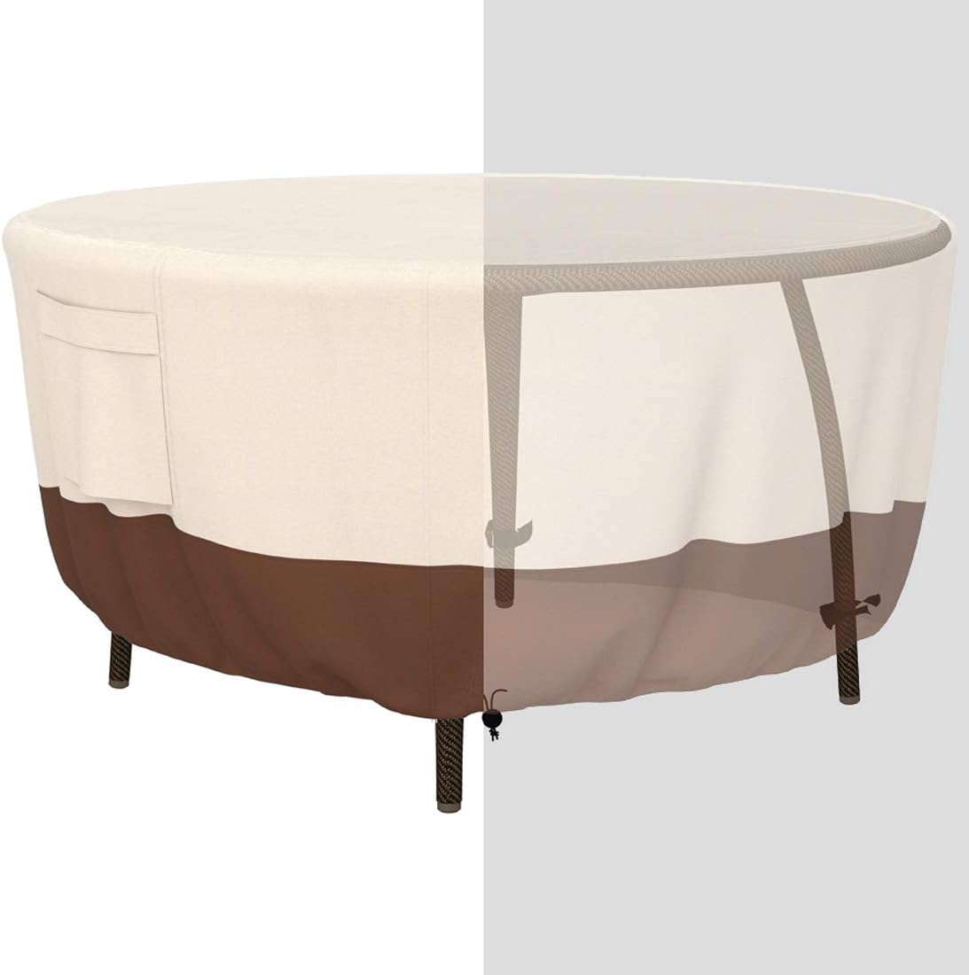 Tuyeho Funda redonda para muebles de patio, tela Oxford duradera para mesa redonda para exteriores, impermeable, resistente a los rayos UV y a los