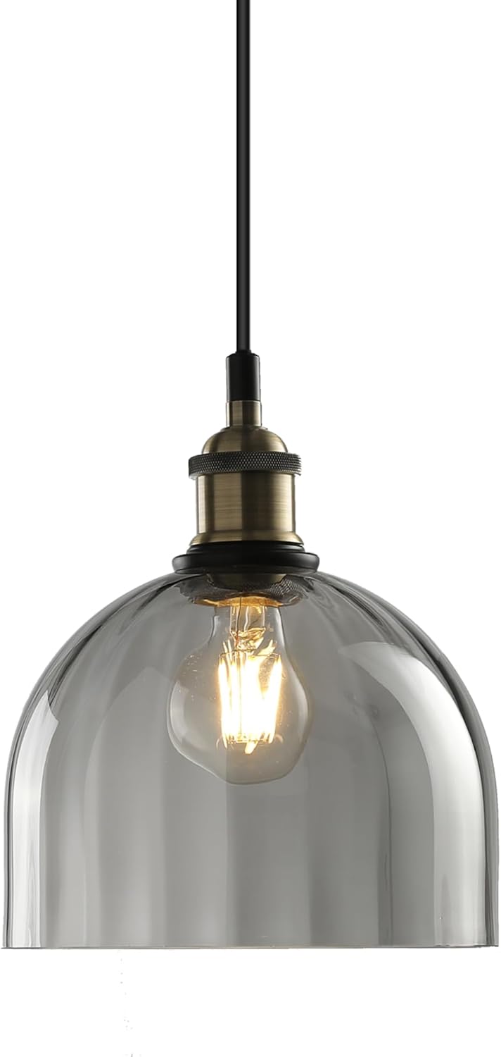 Luces colgantes modernas de color gris humo, accesorios de iluminación colgantes con acabado de bronce cepillado, luces colgantes para isla de