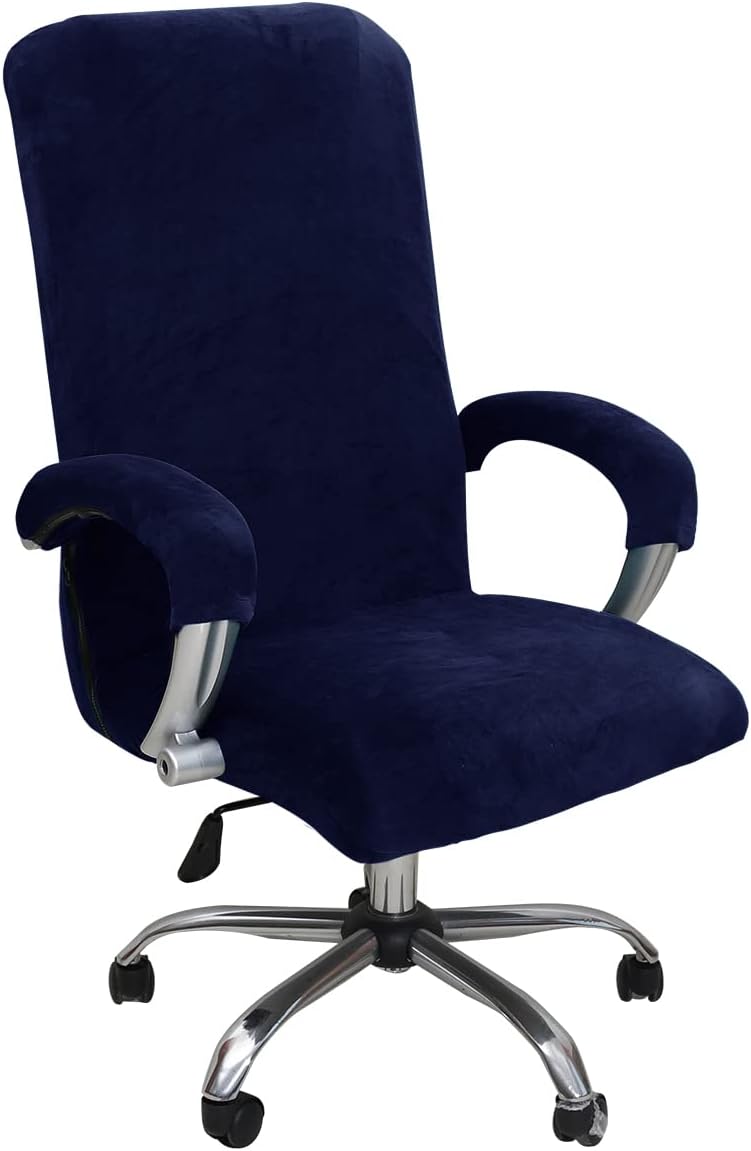 GOSTADY Funda de terciopelo para silla de oficina con reposabrazos, fundas suaves y cómodas para sillas de computadora con cremalleras duraderas,