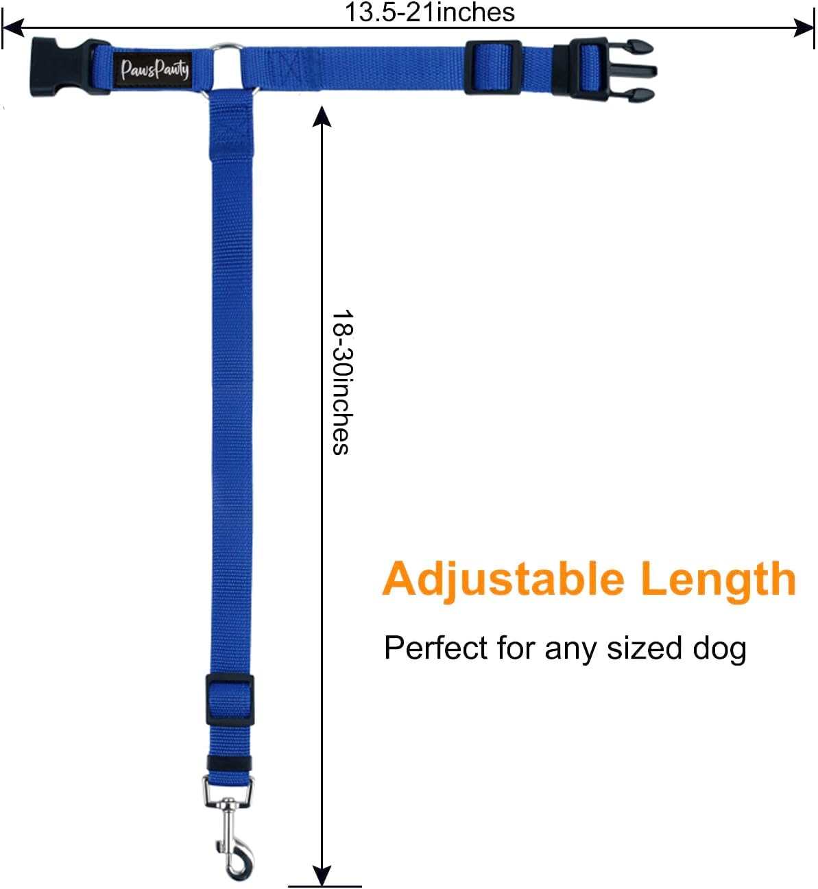 PawsPawty – Paquete de 2 cinturones de seguridad para perros, ajustable, tela de nailon, correas de seguridad para automóvil, arnés para perros,