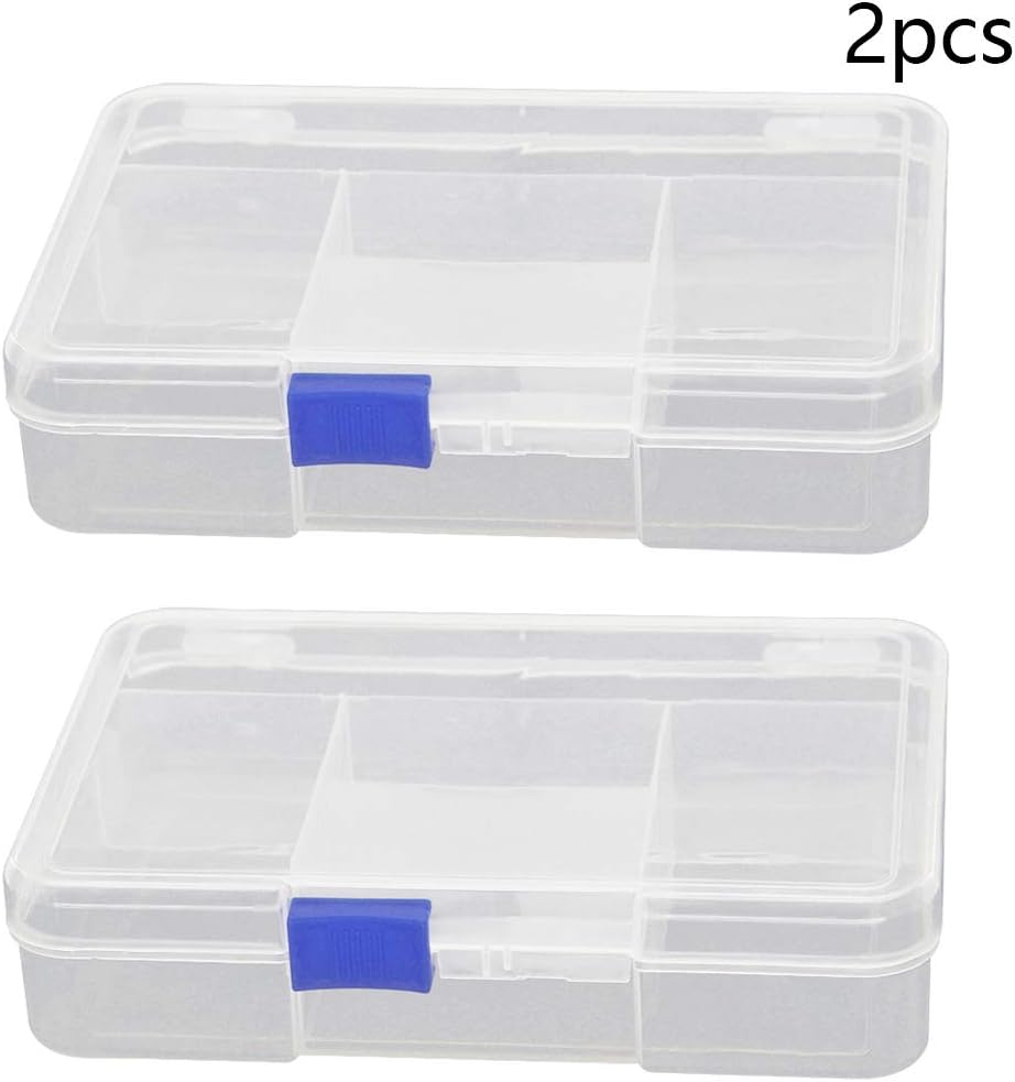 Bettomshin Caja de almacenamiento de componentes PP, 5-1116″x3-1516×1-14″(5.709×3.937×1.260 in) contenedor organizador de plástico 5 rejillas fijas