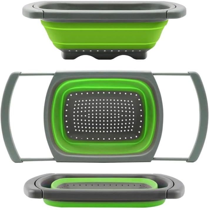 AG Colador plegable de 9 cuartos de galón, colador sobre el fregadero, coladores de verduras y frutas, coladores con asas extensibles, nuevos