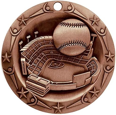 Decade Awards Medalla de béisbol de clase mundial  Medallón de bola de base de 3 pulgadas de ancho con estrellas y rayas de bandera estadounidense