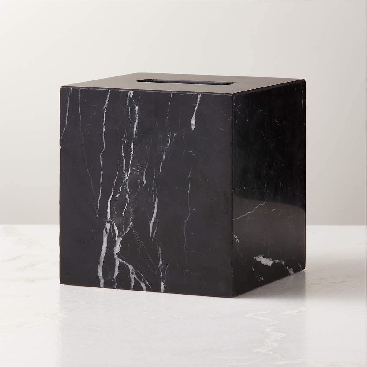 Juego de accesorios de baño de mármol negro (soporte para caja de paños)