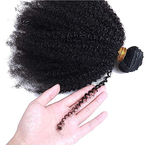 Feibin Extensiones de cabello humano rizado afro mongol de 16, 18, 20 pulgadas, 4B 4C, afro, tejido afro, extensiones de cabello humano rizado a