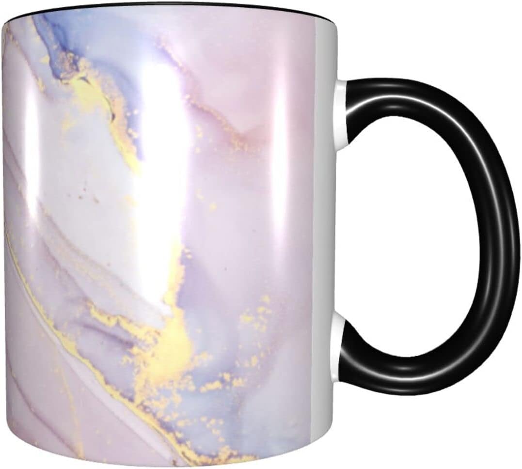 Taza de café rosa de mármol para mujeres y niñas, 12 onzas, té caliente con asa, apto para microondas, amigos, familia, personalizado