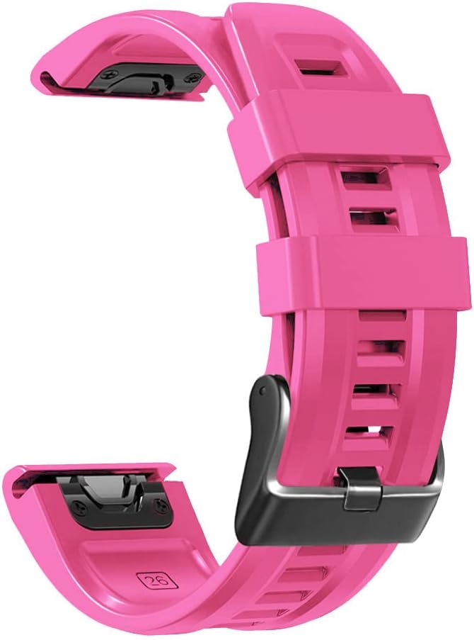 Correa de silicona compatible con Garmin Fenix 7X7X Pro6X6X Pro5X5X Plus33 HR, 1.024 in, ajuste rápido, pulsera de silicona suave, correa de