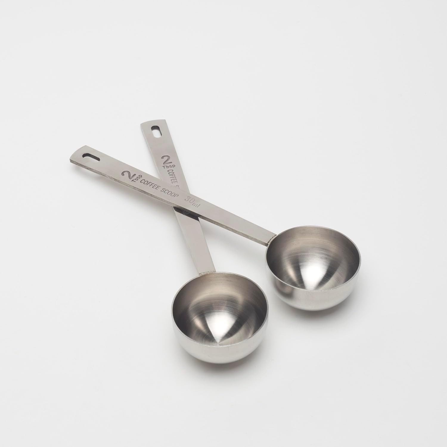 ASUNFO 2 cucharas medidoras de café de acero inoxidable 304, cuchara de mango largo, 2 cucharadas para café molido, té, azúcar en polvo, cocina