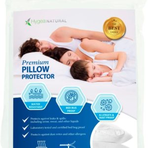 Hygea – Juego de 2 lujosos protectores de almohada naturales resistentes al agua – Fundas de almohada con cremallera prémium Hygea – Juego de 2 lujosos protectores de almohada naturales resistentes al agua – Fundas de almohada con cremallera prémium